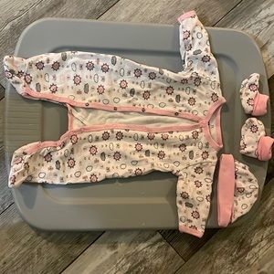 Onesie with matching hat and booties